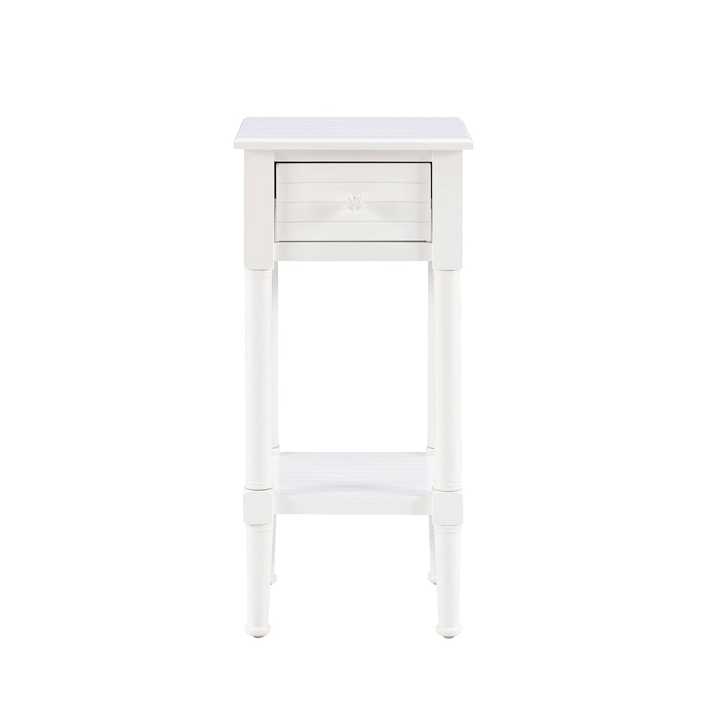 Linon Raleigh White Small Accent Table with Starfish Knobs