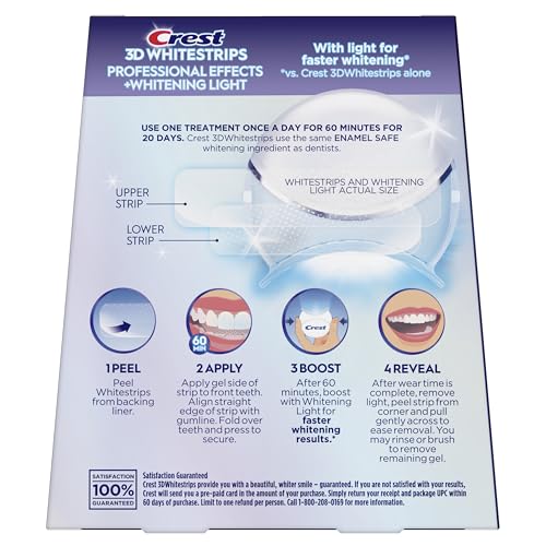 Crest 3D Whitestrips, Radiant Express with LED Accelerator Light, Teeth Whitening Strip Kit, 40 Strips (20 Count Pack)