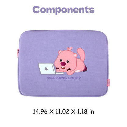ZANMANG LOOPY ZanmangLoopy embroidered laptop bag 13–15 inch - Official goods, 13-15 inch, super soft, laptop pouch for students, charm of Korean character