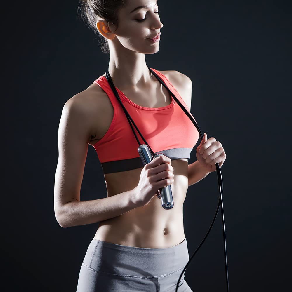 [Tangram Factory] Smart Rope - LED embedded Jump Rope (Black, Medium)