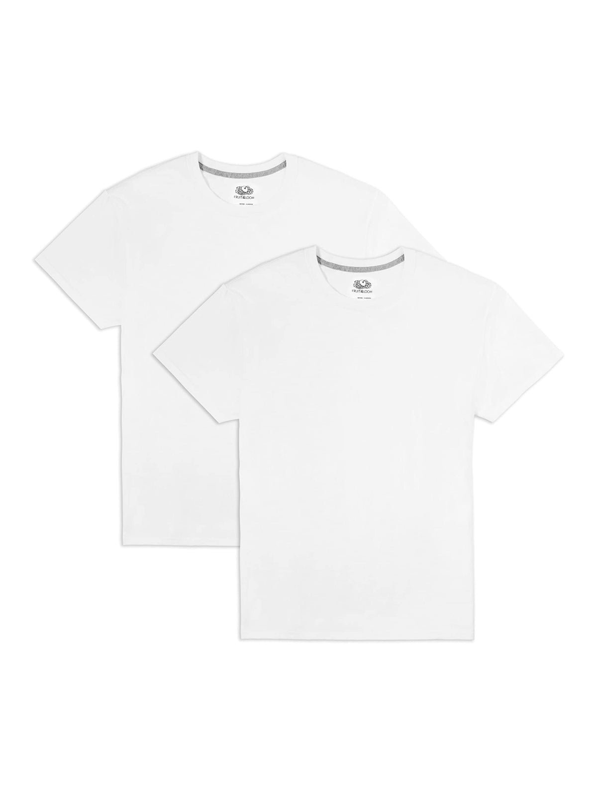 Fruit Of The Loom Mens Eversoft Cotton Shirts, Breathable & Moisture Wicking With Odor Control, Sizes S-4x, Crew - 2 Pack - White, Large US