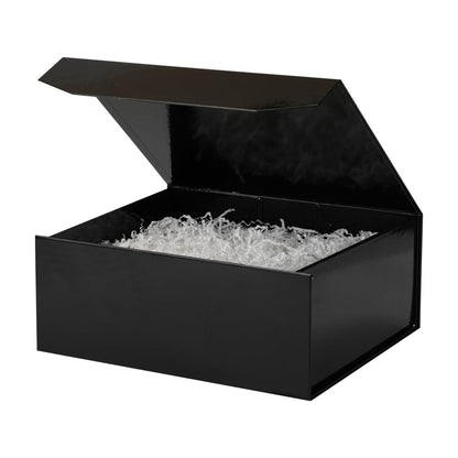 PACKGILO 6 Pcs Black Gift Box Large 13x11x5.3 Inch Black Large Gift Box with Crinkle Paper Magnetic Box with Shredded Paper Luxury Gift Boxes with Lids for Presents