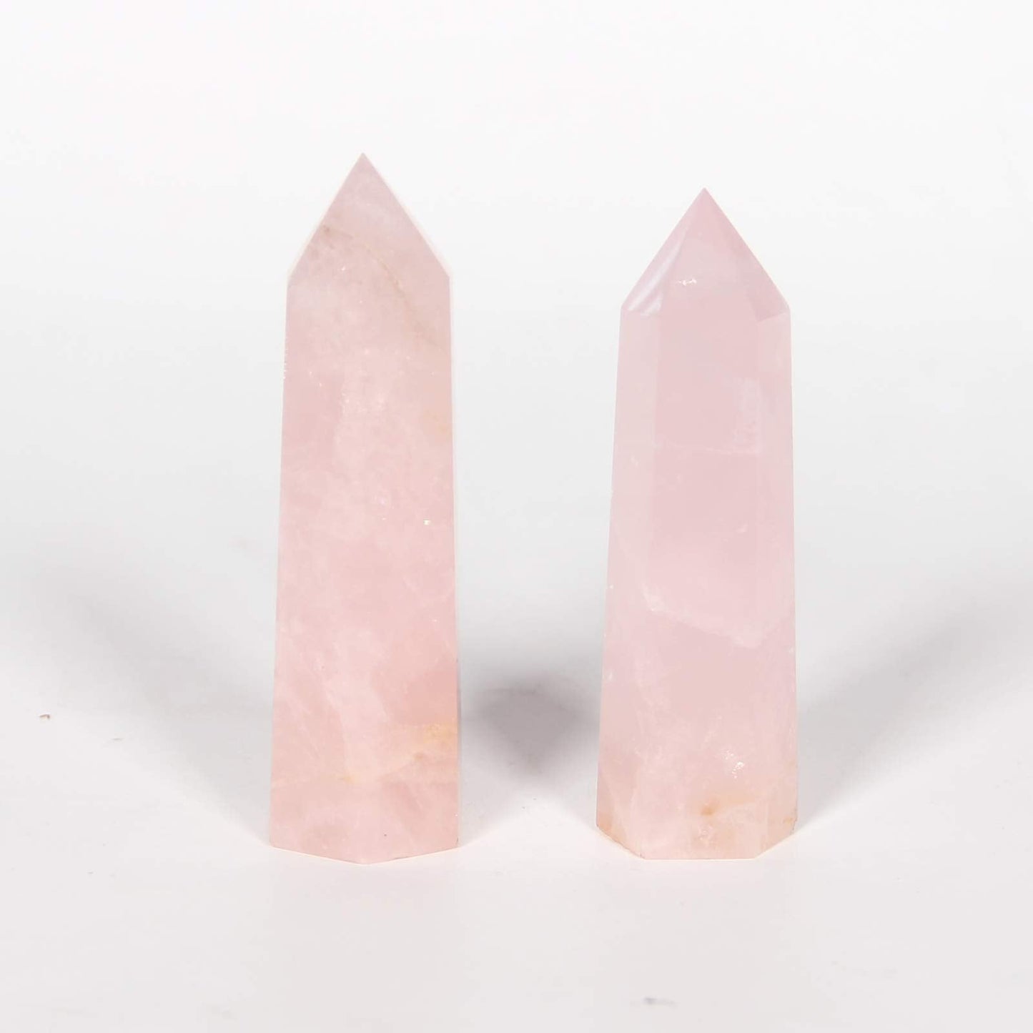 3.1''-3.5'' Rose Quartz Crystal Wand 2 PCS, Rose Quartz Crystal and Healing Stones, Gift Box Packaging