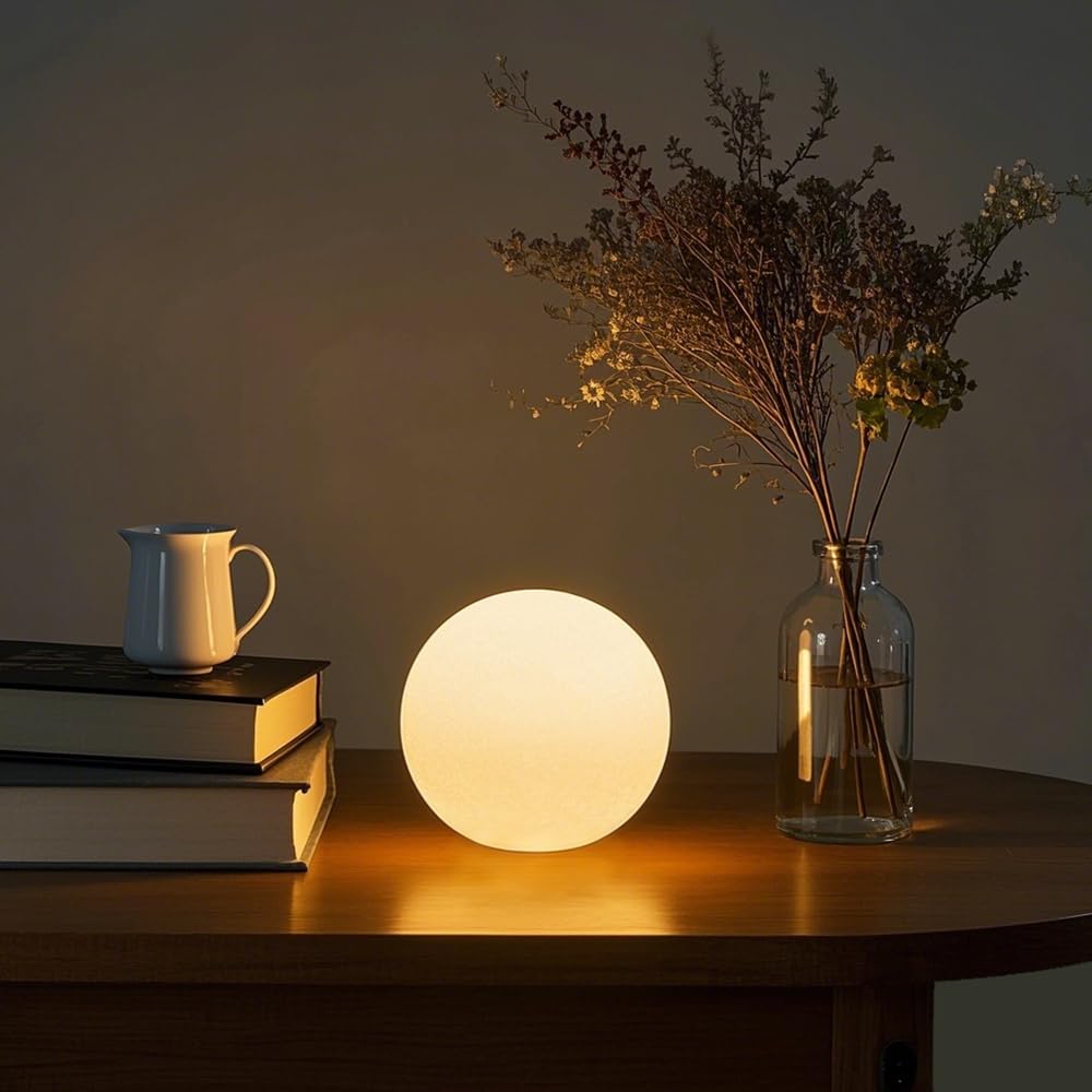 COPU LED Ball Light, 6-inch Glowing Orb Light, Rechargeable Globe Lamp, Dimmable Mood Lights W/Remote, Waterproof Ambient Lighting Lamp for Desk Bedroom Bathroom Patio