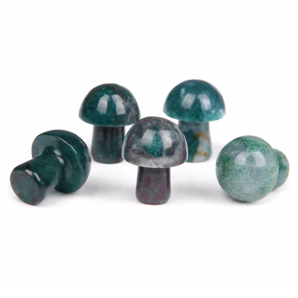 2TTFishoo 15PCS Indian Agate Natural Stones Mushroom Sculpture Decor Crystal for Home Crafts Flower Pot Gemstone Mini Mushroom Hand Making Yard Decoration
