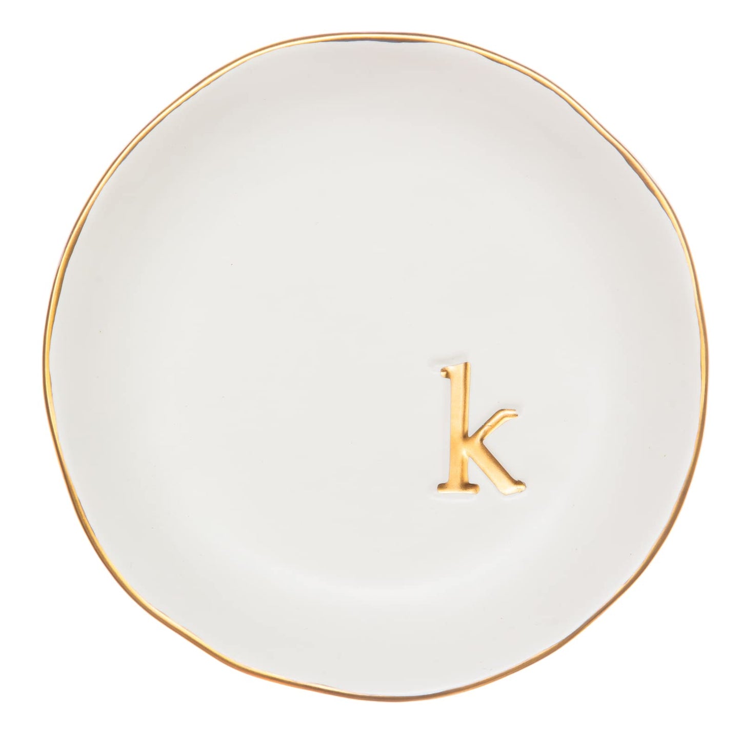 COLLECTIVE HOME - Ceramic Jewelry Tray, Decorative Trinket Dish for Rings Earrings Necklaces Bracelet Watch Keys, Birthday Mother's Day Christmas Gift for Women, 4.75", White Surface (K)