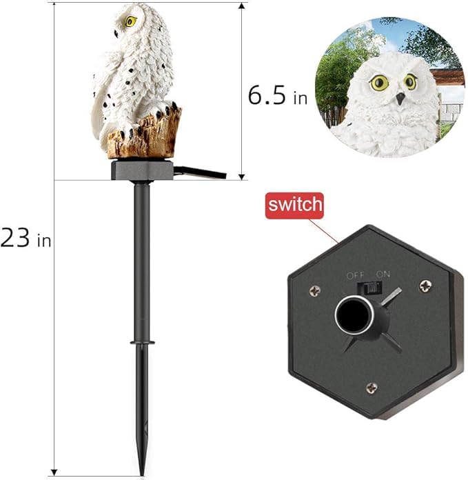 Hoofun Owl Solar Garden Lights 2pcs Waterproof Outdoor Decor LED Lawn Lamp Solar Powered Ornaments for Yard, Patio, Garden Landscape Lighting (White)