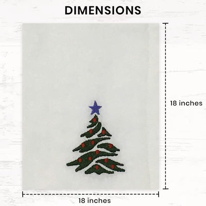 Candy Cottons Christmas Cloth Napkins White Dining Table Dinner Napkins|Washable Cotton Napkins Easter Basket Decor|Christmas Tree Embroidered 18x18 in White Pk of 6 Cocktail Party Napkins