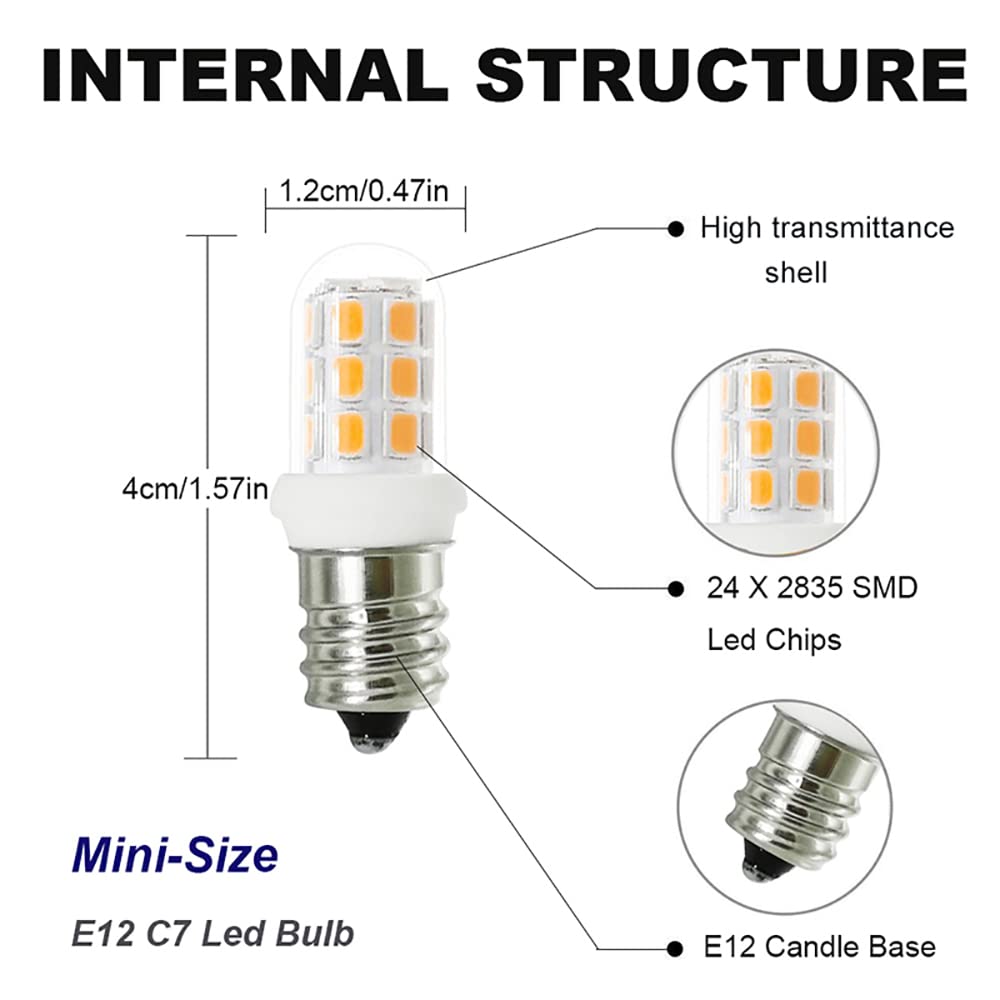 XRZT Salt Lamp Bulbs E12 Led 15W Candelabra C7 Replacement for Chandelier Lights, Night Light Bulbs, Warm White 3000K 5-Pack