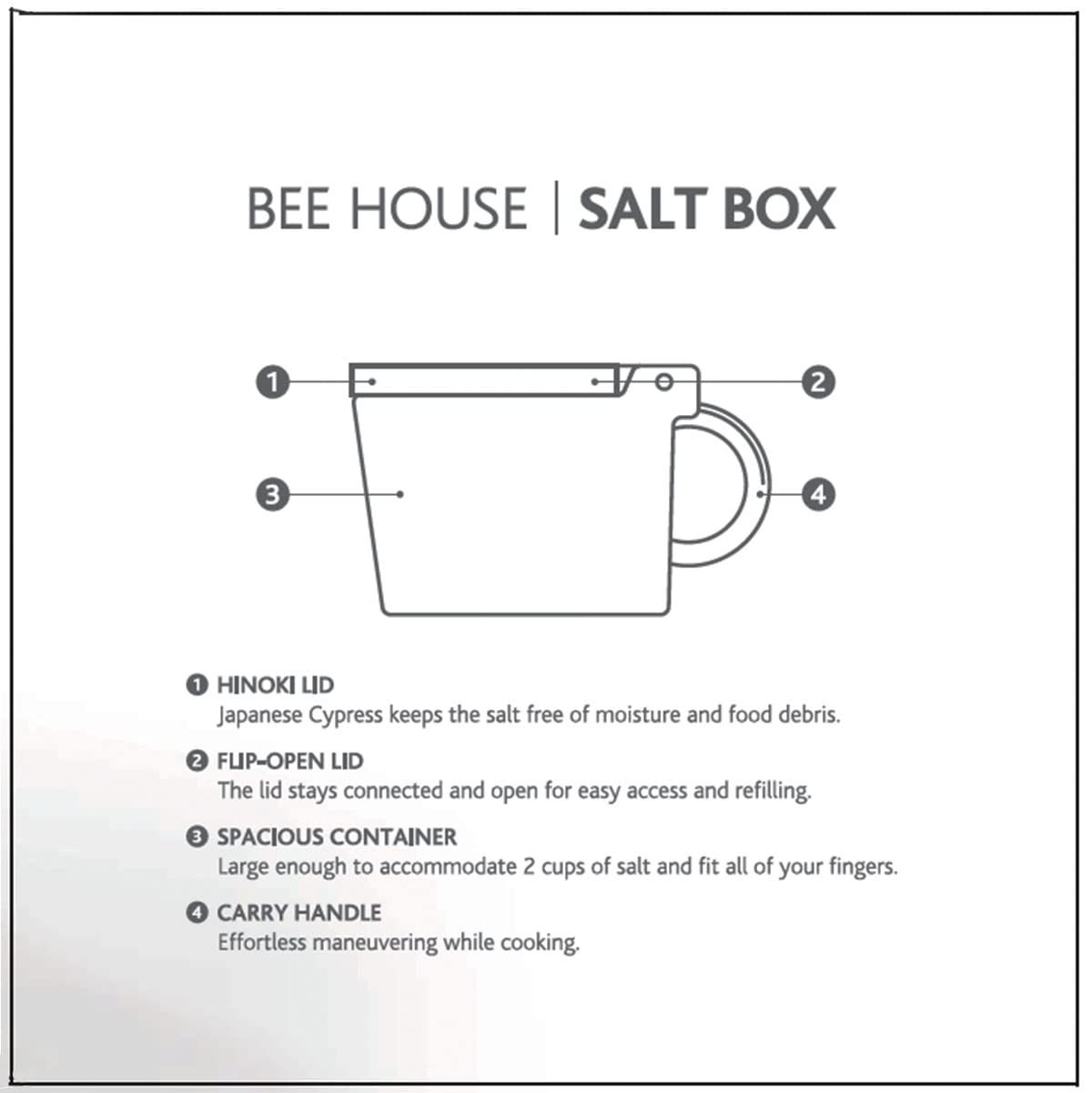 ZERO JAPAN Bee House Premium Salt Box with Hinoki Lid - Container for Sea Salt and Spices - Elegant Cellar for Kitchen Countertop - Banana Yellow, 16 oz