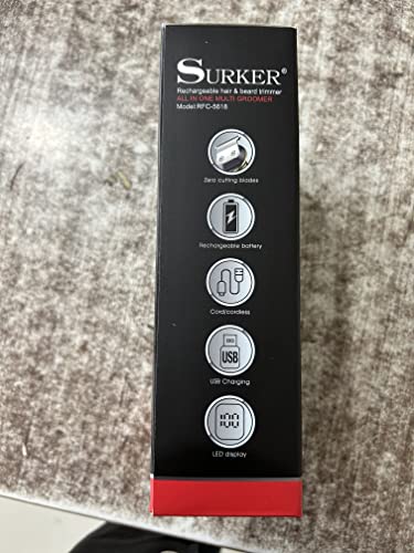 Surker Professional Beard Trimmer Kit - Zero Gapped T-Blade Electric Shaver, Nose & Body Trimmer - Cordless Grooming Kit 7 in 1