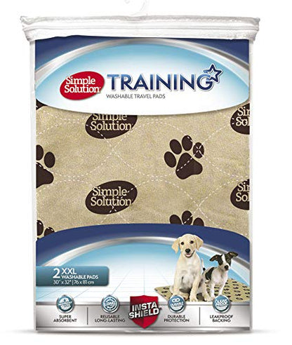 Simple Solution Washable Training and Travel Dog Pads, Re-usable Dog Pee Pad, Absorbent and Odour Controlling Medium - Pack of 2