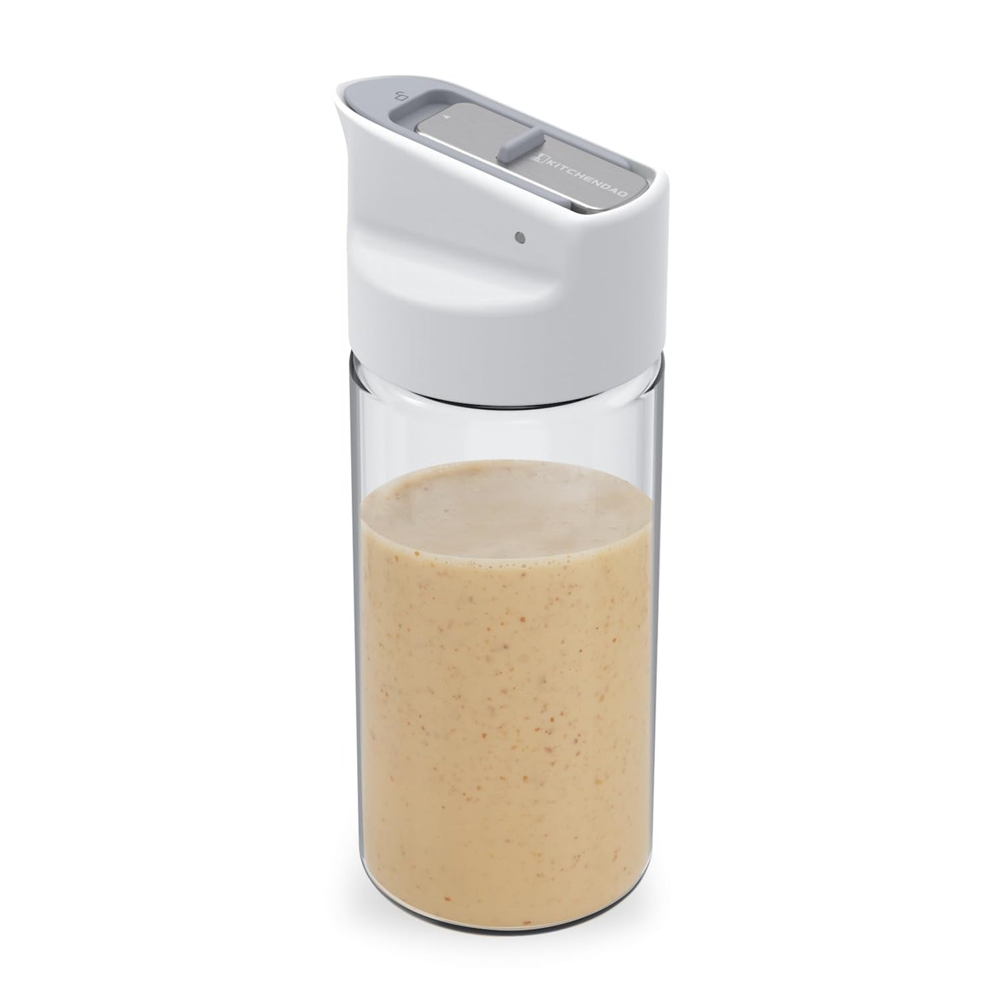 KITCHENDAO Glass Salad Dressing Shaker Bottle with Fresh-Keeping Lock Mechanism, Drip-free Spout, 12 oz Homemade Oil and Vinegar Salad Dressing Container Mixer Dispenser, Dishwasher Safe