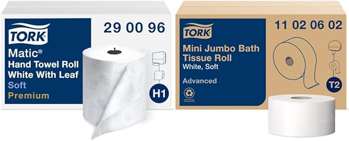 Tork Matic Soft Hand Towel Roll & Mini Jumbo Bath Tissue Roll