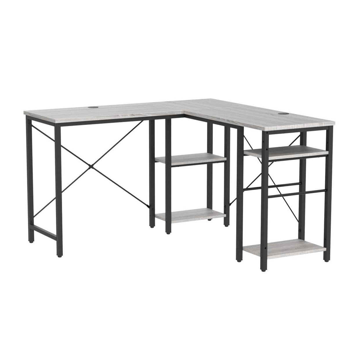 Bestier L Shaped Desk with Shelves 75 Inch Reversible Corner Computer Desk or 2 Person Long Table, Writing Study Desk for Home Office Small Space Bedroom Apartment, Wash White
