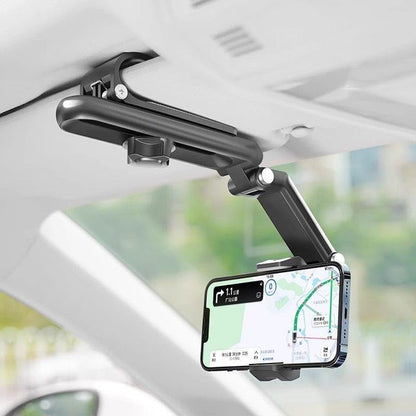 Cell Phone Holder for Car Sun Visor, Mount Clip for Car Cellphone 360° Rearview Phone Holder for Car Perfectly for-Black