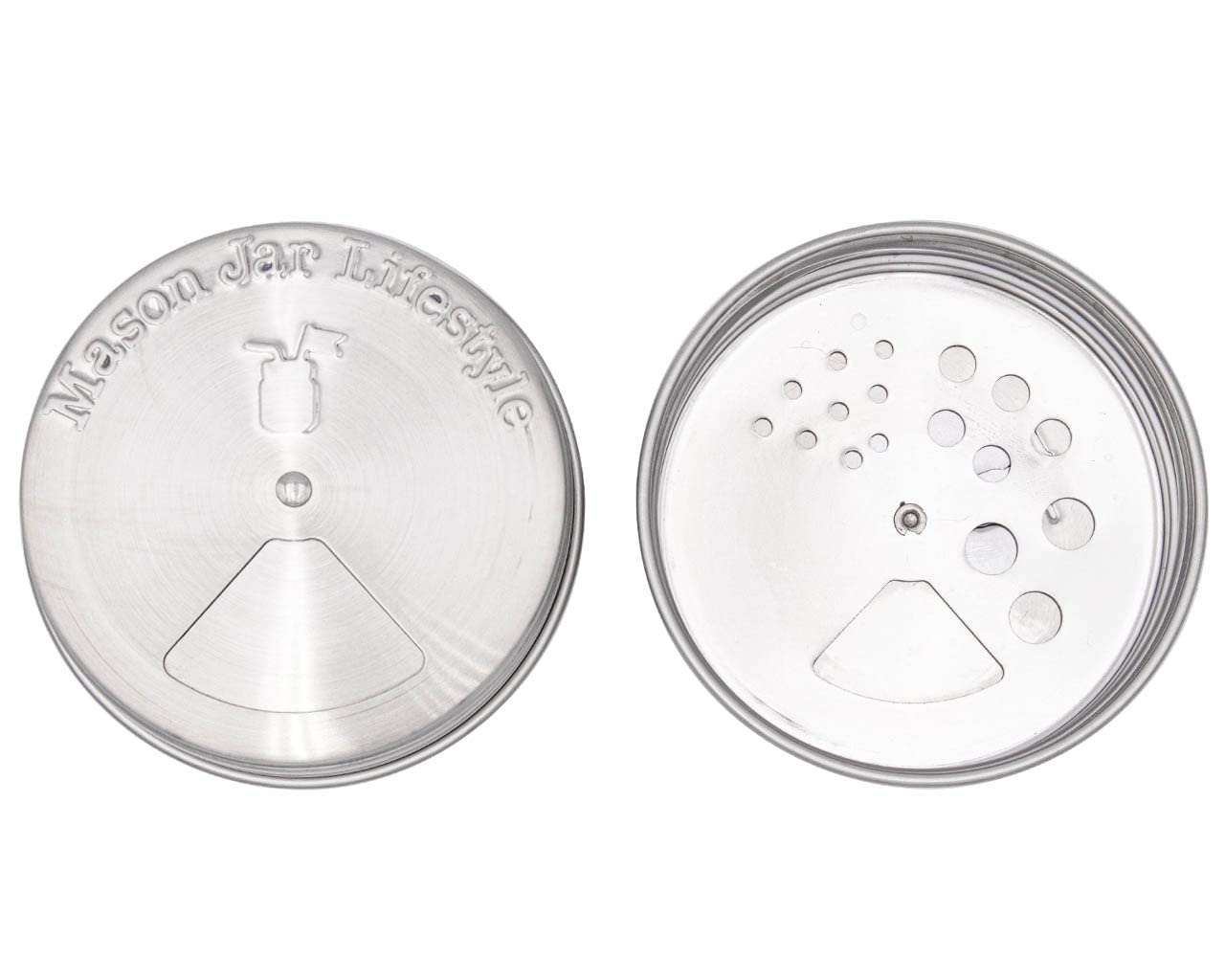 Mason Jar Lifestyle Adjustable Spice Shaker Lids for Regular Mouth Mason Jars – 4 Pack Stainless Steel Tops with Shaker and Pour Options – Seasoning Dispenser Lids