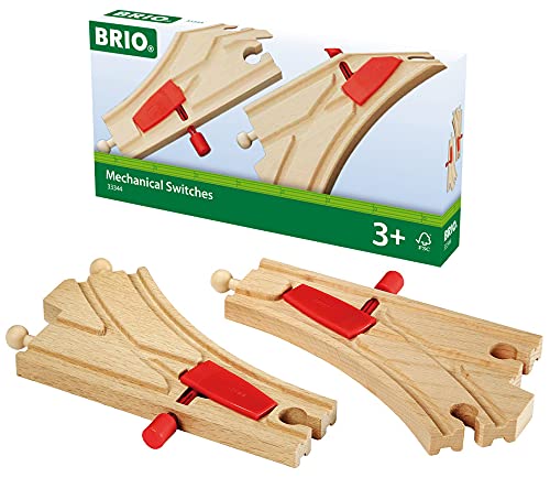 BRIO 33344 Mechanical Switches Wooden Train Track for Kids Age 3 Years Up - Compatible with all BRIO Railway Sets & Accessories, Multicoloured