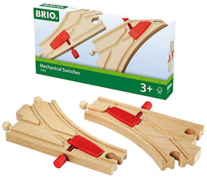 BRIO 33344 Mechanical Switches Wooden Train Track for Kids Age 3 Years Up - Compatible with all BRIO Railway Sets & Accessories, Multicoloured