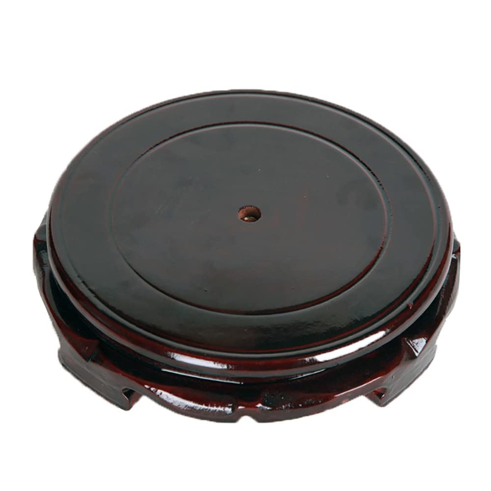 GOLDY&WENDY Chinese Wooden Non-rotating Base Round Household Vase Plant Fishbowl Stone Buddha Statue Display Stand