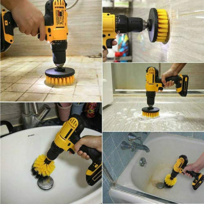 Drill Brushes Brush Attachment - 5 Pack Electric Drill Brush Kit - Great for Pool Tile, Bathroom Toilet, Ceramic Marble Car Automotive (Yellow 5 Pack)