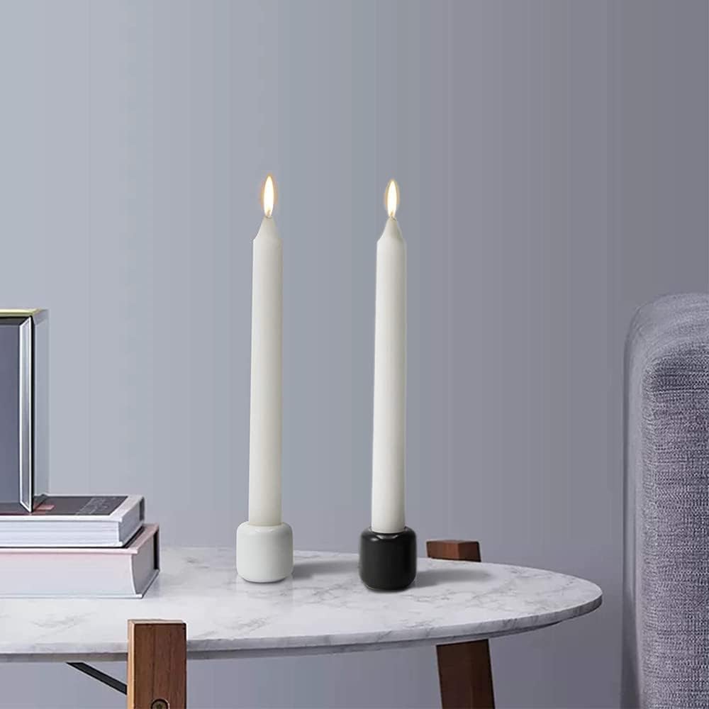 Ceramic Chime Candle Set - 0.7 Inch Diameter, Home Small Candle Holders for Casting Chimes, Rituals, Spells, Vigil, Wiccan Supplies & More (8 Pcs, Black, White)