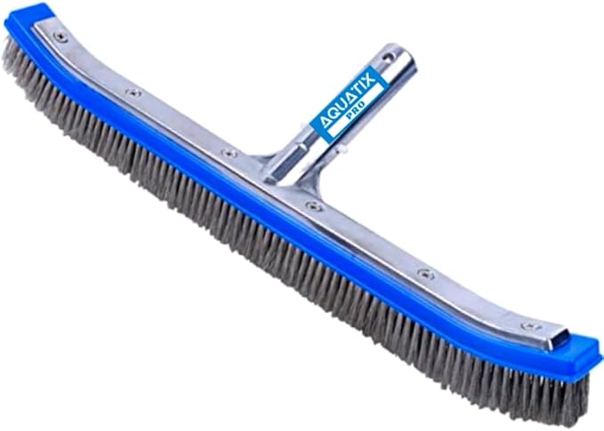 Aquatix Pro Pool Brush Head, Stainless Steel Bristles, Reinforced Aluminum Back