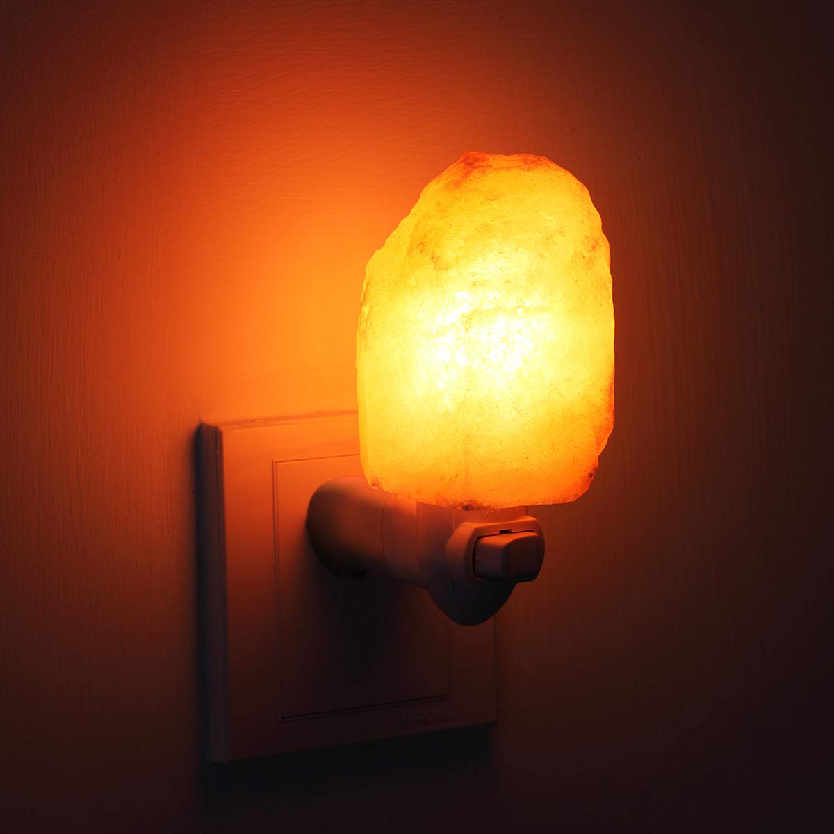 AMIR (Upgraded) Salt Lamp, Natural Himalayan Crystal Salt Light with 4 Bulbs, 11.2oz Mini Hand Carved Night Light, with UL-Certified Wall Plug, Decoration Salt Rock Lamp (2 Pack)