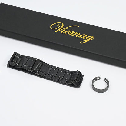 Vicmag 3X Magnetic Bracelet for Men Pure Titanium Bracelet 3500 Gauss Ultra Strength Magnets Adjustable Wristband with Adjustment Tool & Gift Box (Pure Titanium Black)