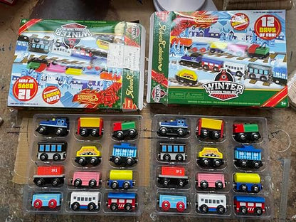 JOYIN 2025 Christmas Countdown Advent Calendar with 12 PCS Wooden Train Cars Magnetic Train Sets,12 Days Cars Advent Calendar for Boys Kids, Christmas Party Favor, Classroom Prizes Xmas Gift