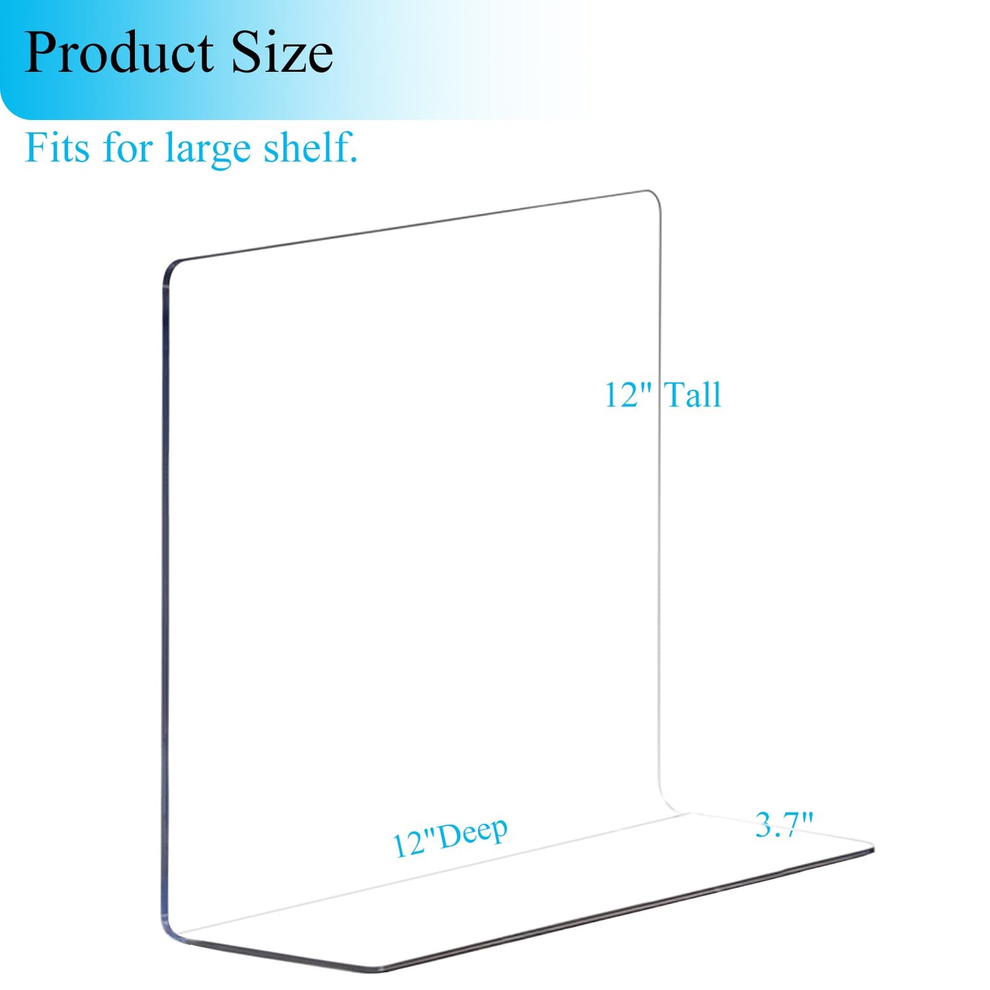 Lebouri Shelf Dividers for Closet Organization: 12" Tall x 12" Deep Acrylic Shelf Dividers for Clothes Sweater Purse - Clear Closet Organizers and Storage Separators for Shelves, 12Pack