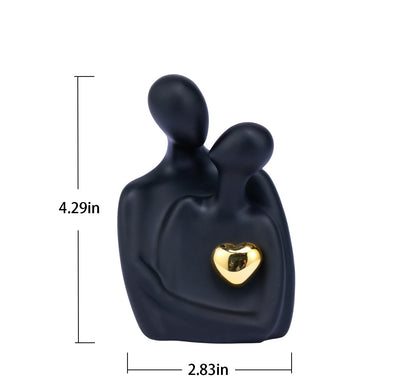 ZMLOOK Black 4.29in Embracing Couple Statue, Suitable for Couples and Lovers, Resin Product, Wedding Decoration for Bride and Groom, Suitable for Modern Living Room and Room Decoration.