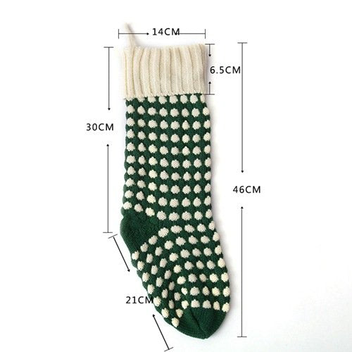 Guojanfon Christmas Stockings ，18" Unique Burgundy and Green Knit Christmas Stockings Dots Style (Length 18",Pack 2)