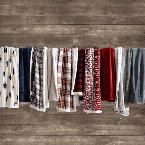 Eddie Bauer - Throw Blanket, Super Soft Reversible Sherpa Fleece Bedding, Cozy Plaid Home Decor (San Juan Red Clay, 50" x 60")