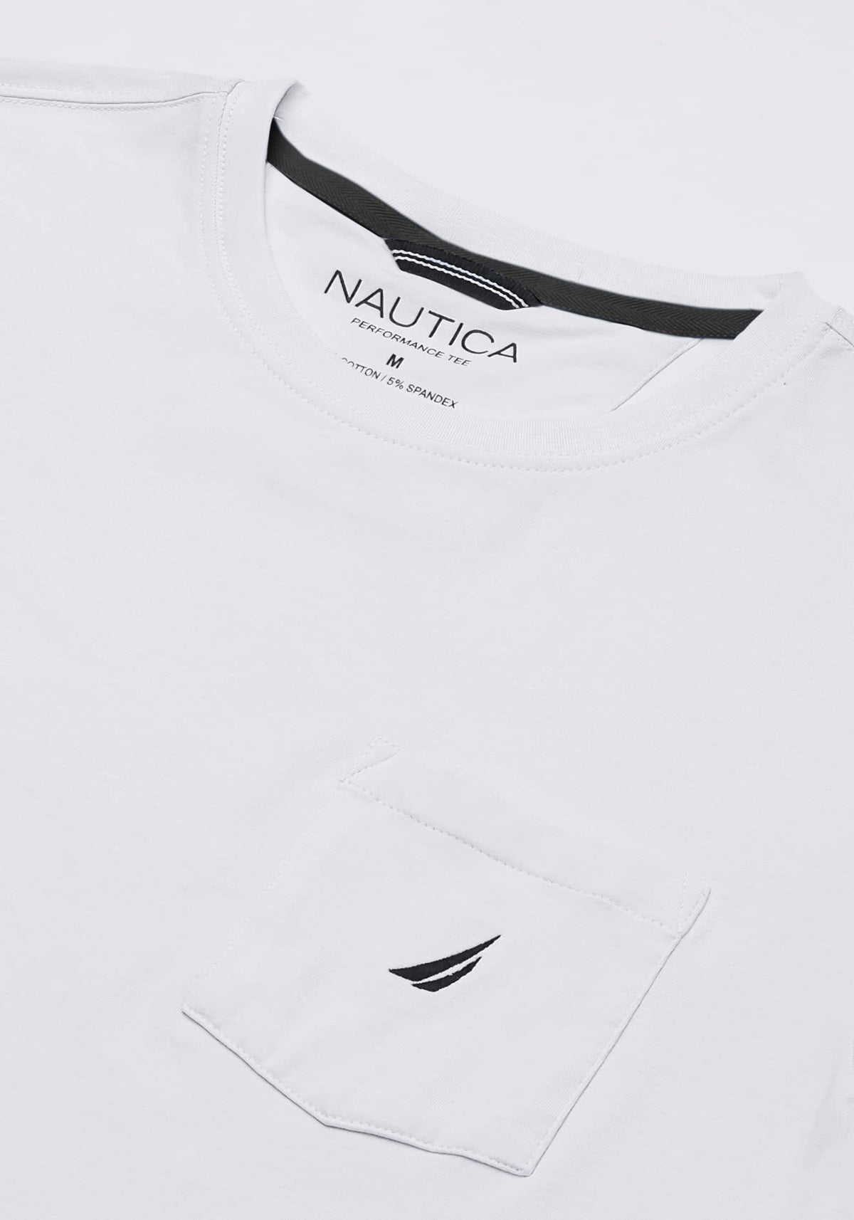 Nautica Men's Solid Crew Neck Short Sleeve Pocket T-Shirt, White, Large