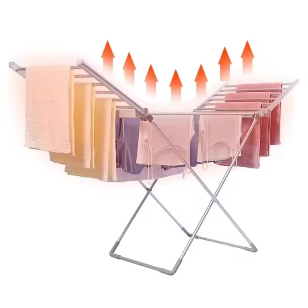 AMOS 230 Electric Heated Clothes Dryer Rack with Cover, Folding Energy-Efficient Indoor Laundry Airer for Fast Drying, Portable & Compact