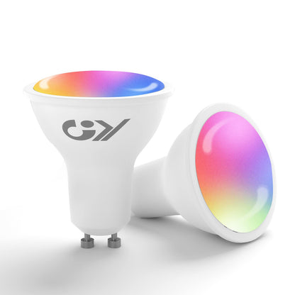 GY GU10 Smart Bulb,RGBCW Dimmable Colour Changing Alexa Light Bulbs,Compatible with Alexa&Google Home WiFi Light Bulbs(2.4GHz WiFi Only) 7W 500LM, 2 Packs