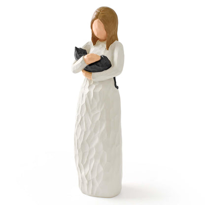 Cuayaes Black Cat Memorial Gifts for Women, Resin Cat Figurines Decor for Cat Lovers, Pet Friendship Guardian Angel Statue, Loss of Cat Sympathy Gift Remembrance Gifts for Cat Mom
