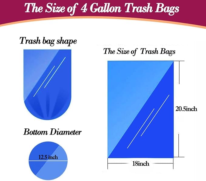 4 Gallon 180pcs Small Multi Trash Bags Strong Garbage Bags, Plastic Bags