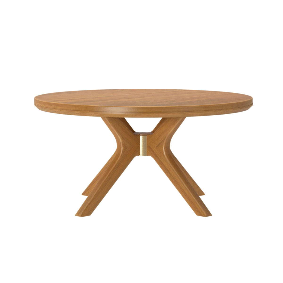 Plank+Beam Verso Round Coffee Table, 36 Inch Cross Leg Coffee Table, Modern Mini Center Tables for Small Spaces, Small Living Space Tea Table, Pecan