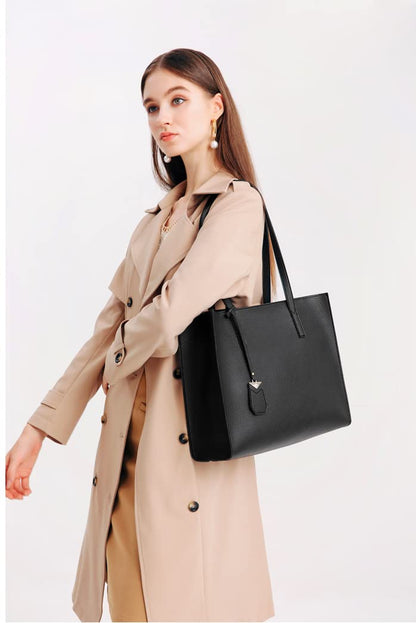 MORGLOVE Women's Tote Bag Large Handbag Soft Leather Simple Shoulder Bag with Zipper for School Work Leisure (A-Black)