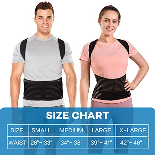 SICHEER Posture Corrector for Women and Men Back Brace Straightener Shoulder Upright Support Trainer for Body Correction and Neck Pain Relief, Medium(waist 34-38 inch)