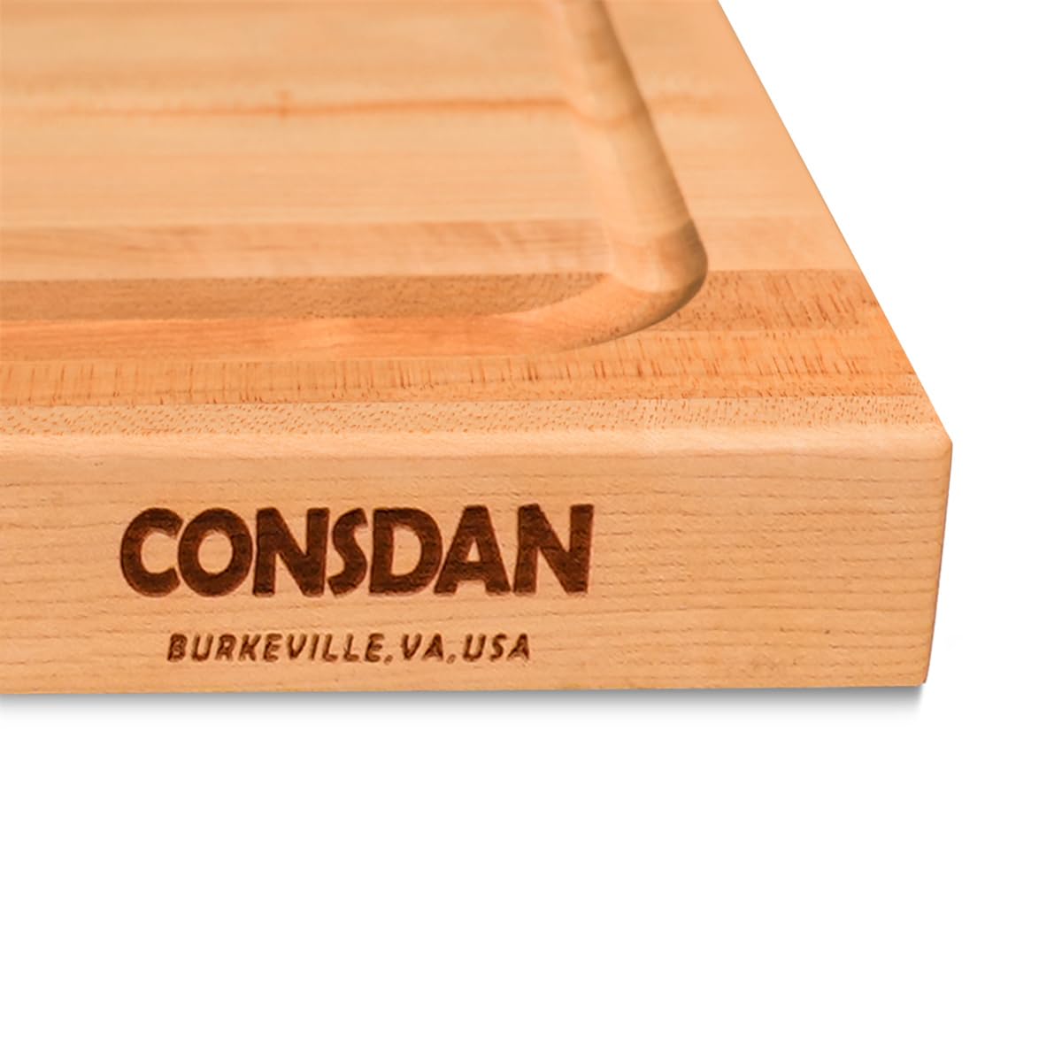 CONSDAN Hard Maple Wood Cutting Board for Kitchen, USA Grown Hardwood, 16 x 12, with Invisible Inner Handle, Prefinished with Food-Grade Oil, Suitable for Kitchen Edge Grain, 1" Thick