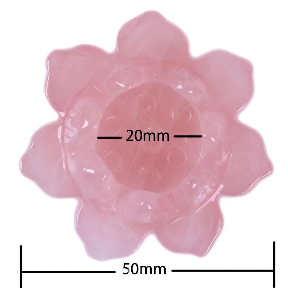 Justinstones Carved Rose Quartz Gemstone Lotus Flower Crystal Ball Stand
