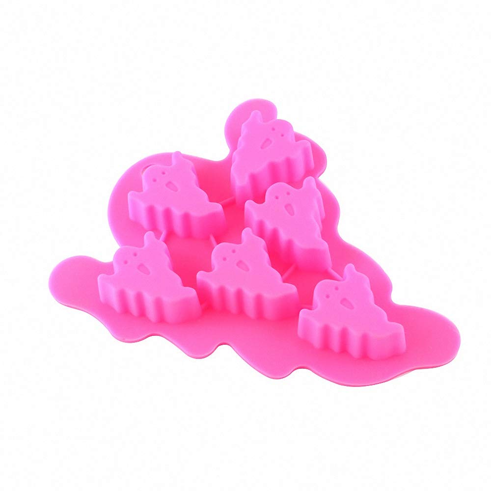 MoldFun 4pc/set Halloween Skull Bat Witch Ghost Shape Silicone Mold Tray for Chocolate Candy Gummy Ice Cube Jello Jelly Cake Mini Soap Wax Crayon Melt