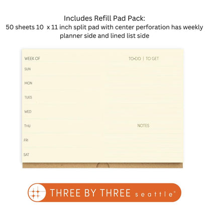 Three by Three Seattle jOTBLOCK Stay Organized On the Go with Our Portable Planner Set: Recycled Felt Case, Adjustable Stand, and Dual-Purpose Split Pad, Includes Additional Pad Refill 50 Sheets