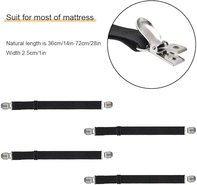 4Pcs Adjustable Crisscross Fitted Sheet Band Straps Grippers Suspenders