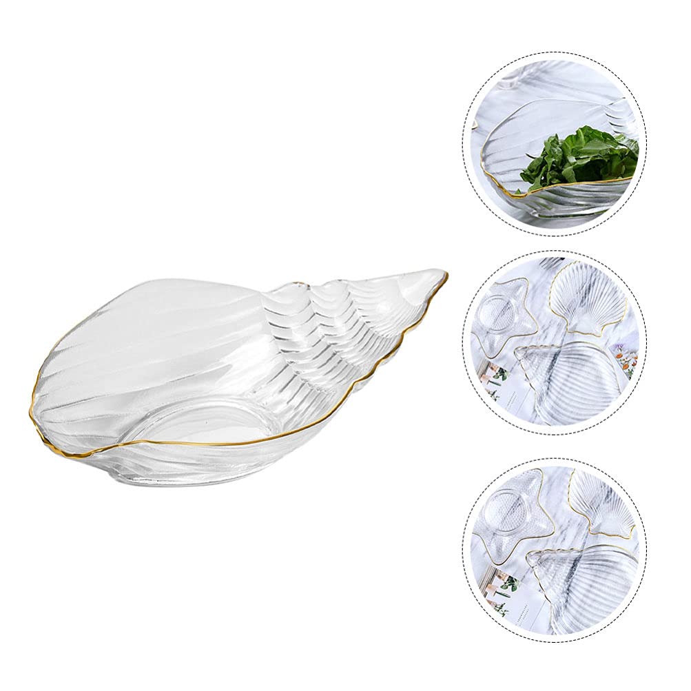 DOITOOL Sea Shell Bowl Glass Salad Plate Sauce Dishes Sushi Plate Dessert Plate Appetizer Plate Fruit Plate Serving Dishes for Home Kitchen