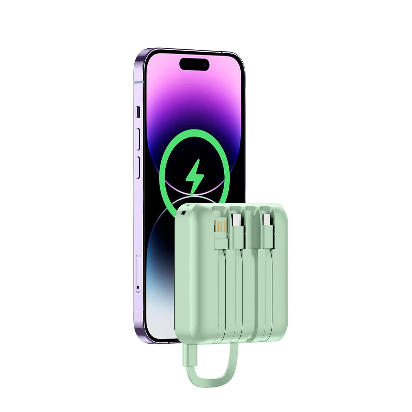 Portable Charger with Built-in Cable,12000mAh 22.5W Fast Charging Small Power Bank,USB C Input/Output with Smart LED Display,External Battery Pack for iPhone,Tablet,Samsung