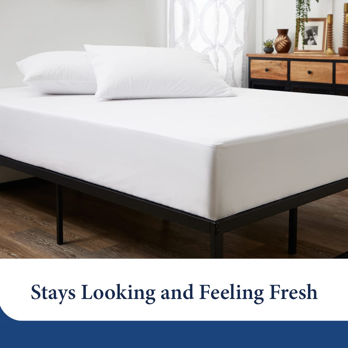 Cosy House Collection Luxury Mattress Protector - Blend of Rayon Derived from Bamboo - Master Bedroom Essentials - Ultra Soft Comfort, Stays Cool & Quiet - Premium Fitted Sheet Style (King) White